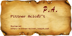 Pittner Acicét névjegykártya